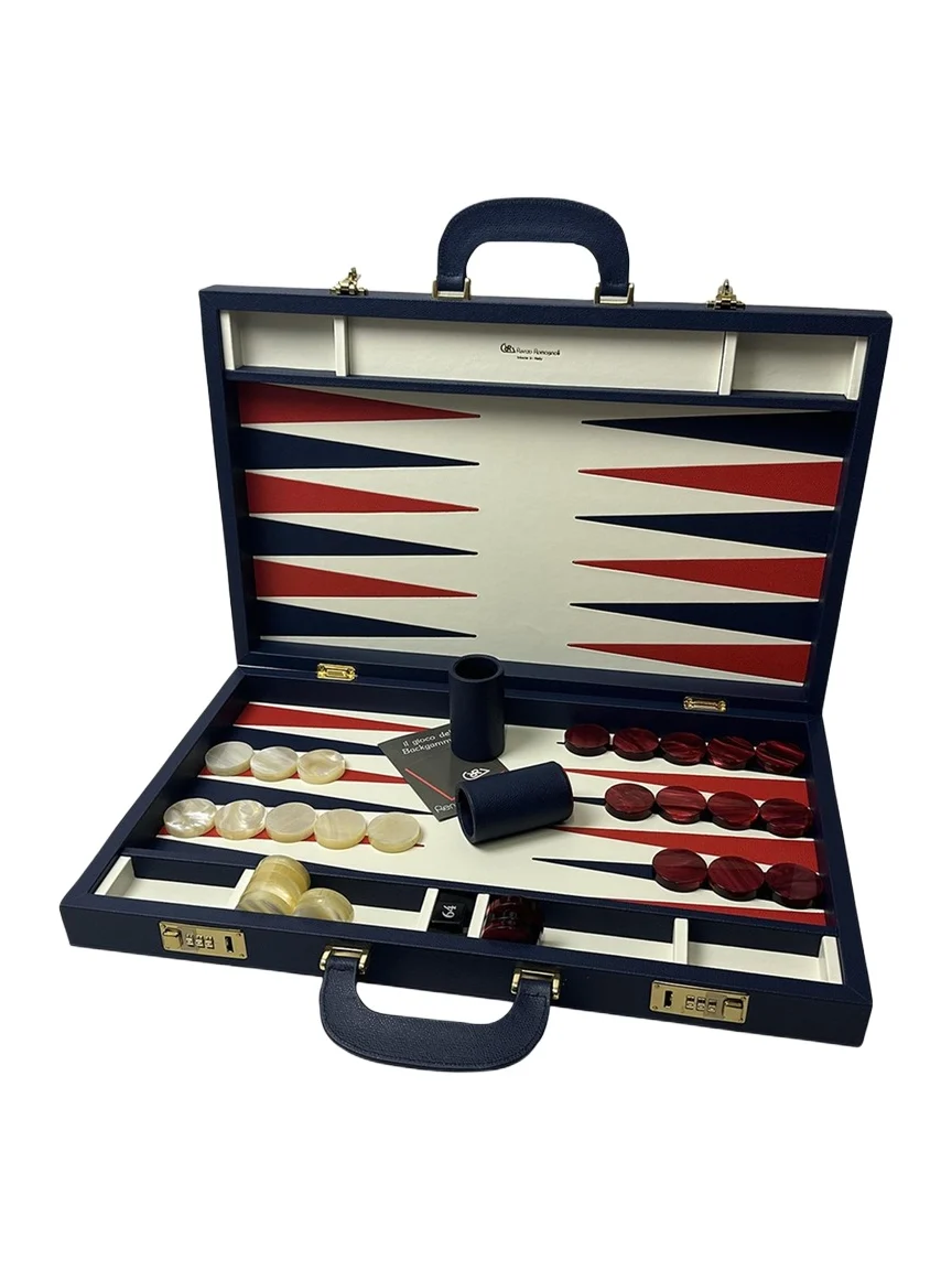 Renzo Romagnoli Large Leather Backgammon Set