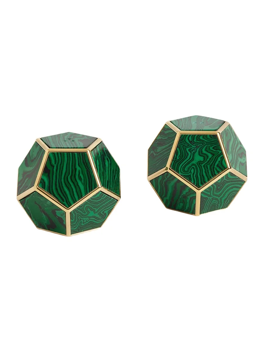 L'Objet Malachite Pentagon Spice Jewels, Set of 2