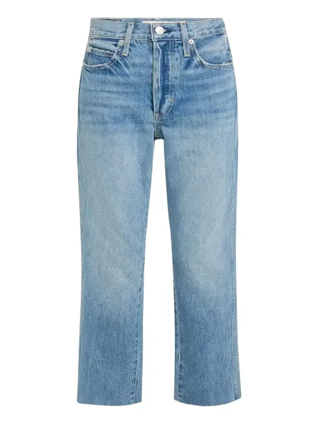 AMO Denim Loverboy High-Rise Cropped Jeans with Frayed Hem
