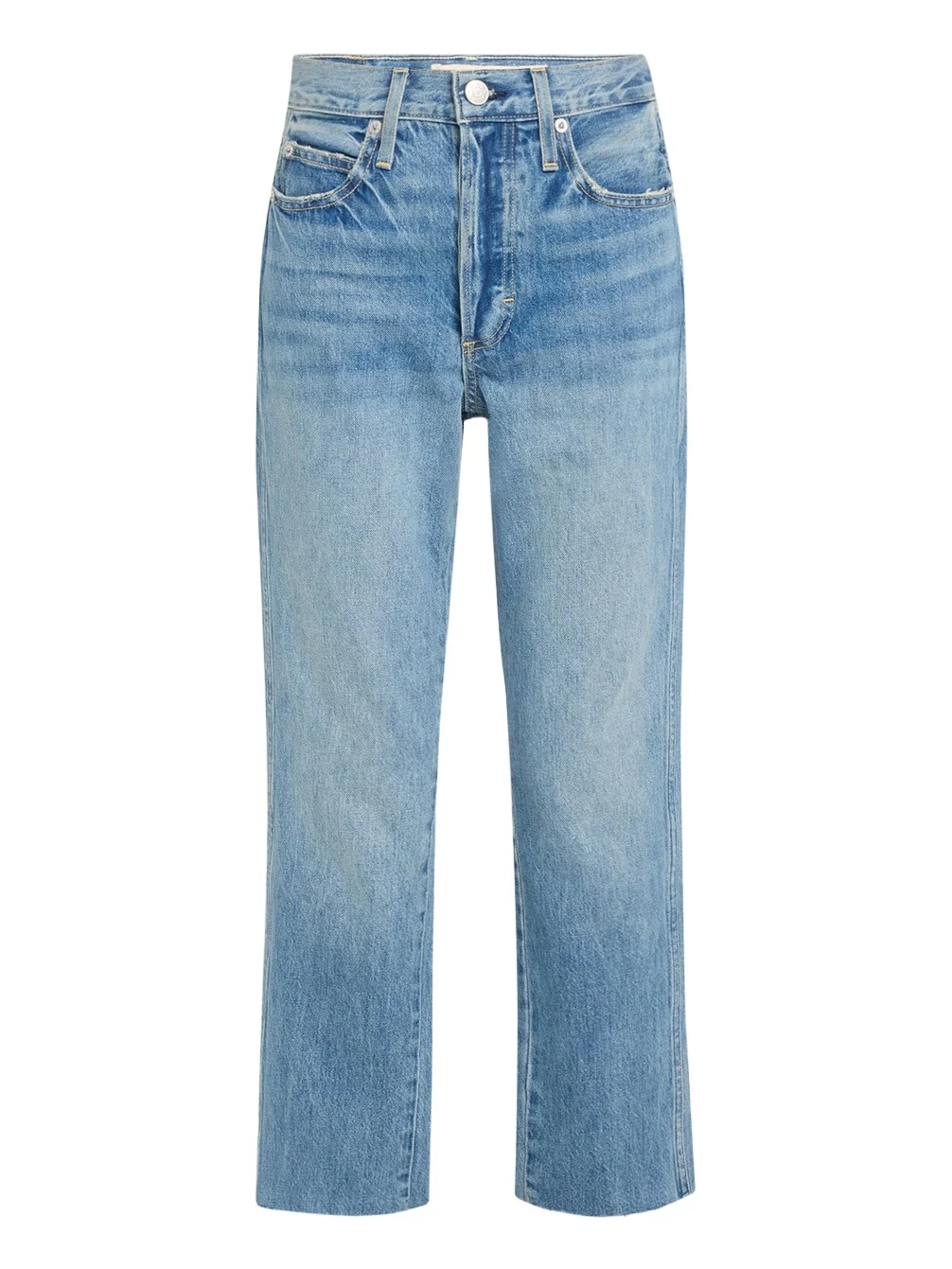 AMO Denim Loverboy High-Rise Cropped Jeans with Frayed Hem