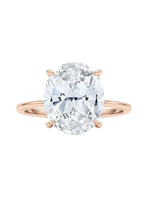 18K Oval Cut Hidden Halo Lab Grown Diamond Ring, 2.0tcw