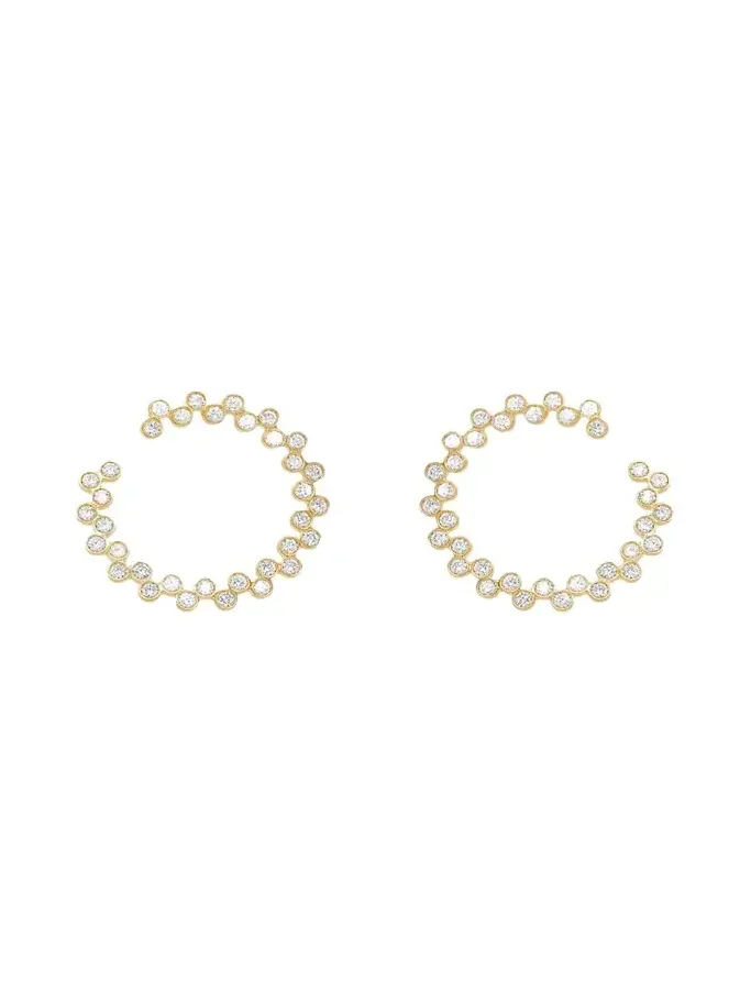 18K Yellow Gold Clique Twist Diamond Hoop Earrings