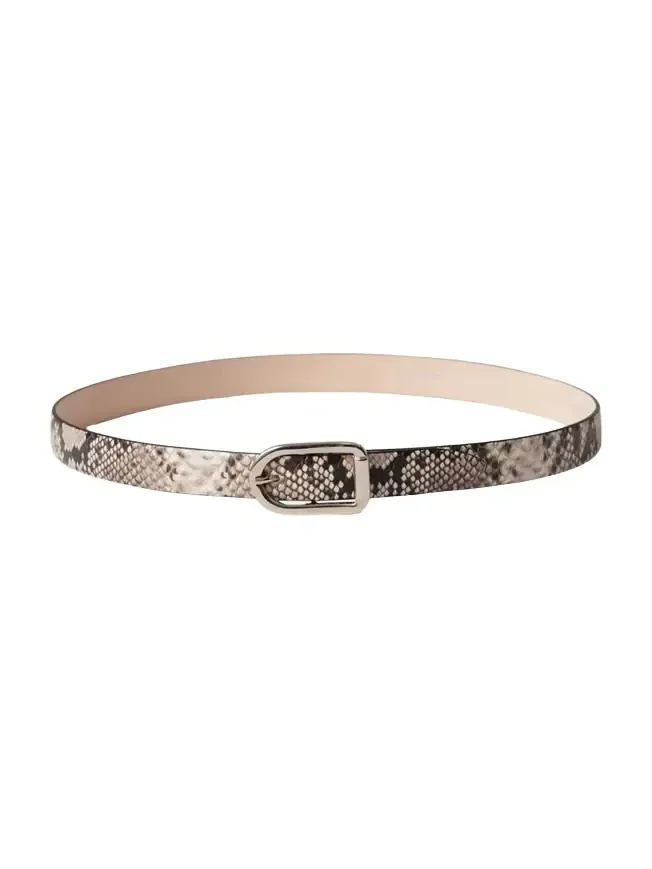 Mija Snake-Embossed Leather Skinny Belt Mija Snake-Embossed Leather Skinny Belt