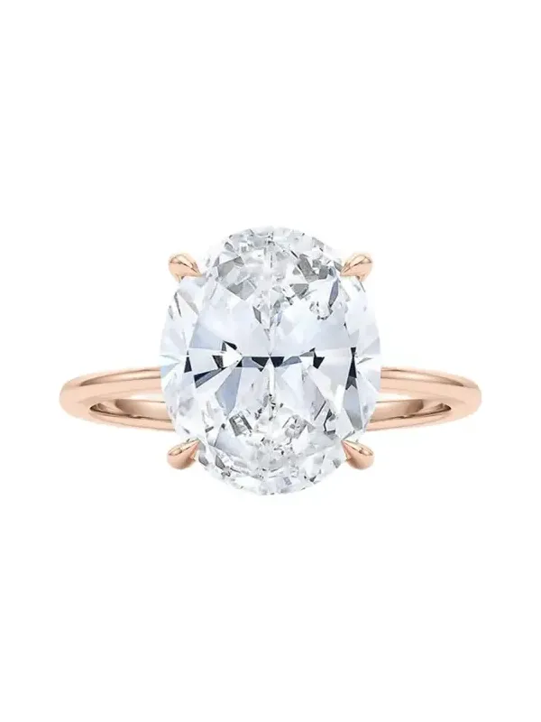 18K Oval Cut Hidden Halo Lab Grown Diamond Ring, 3.0tcw