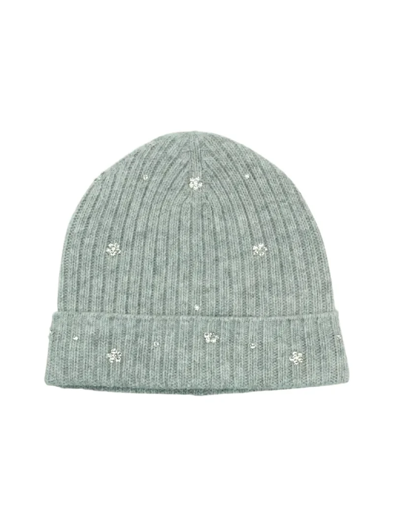 Crystal Flower Embellished Beanie Hat Crystal Flower Embellished Beanie Hat