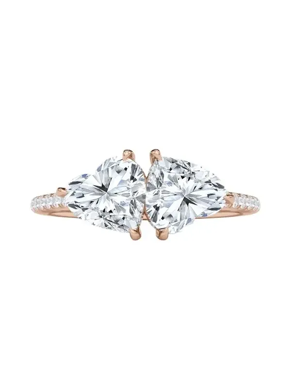 18K Heart Lab Grown Diamond West Pave Twin Ring 18K Heart Lab Grown Diamond West Pave Twin Ring
