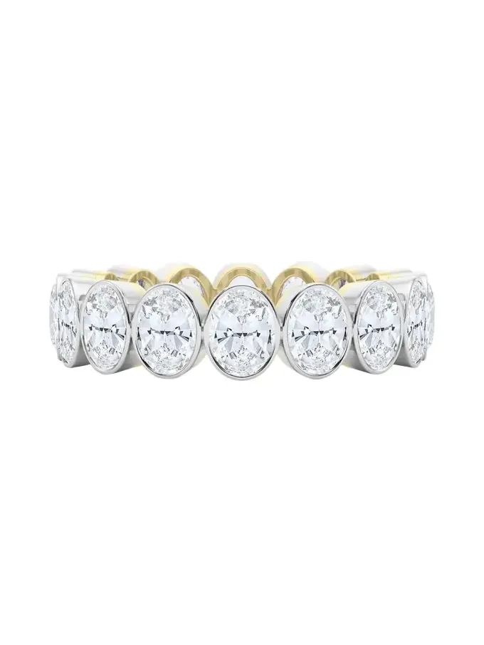 18K Oval Cut Bezel Lab Grown Diamond Eternity Band, 6.0tcw