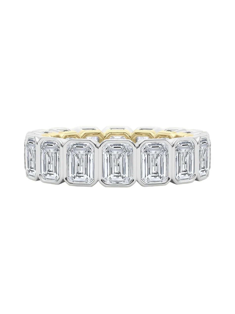 18K Emerald Cut Bezel Lab Grown Diamond Eternity Band, 6.6tcw 18K Emerald Cut Bezel Lab Grown Diamond Eternity Band, 6.6tcw