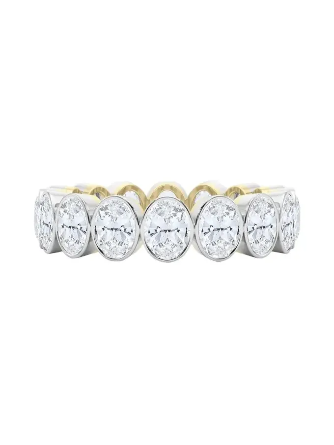 18K Oval Cut Bezel Lab Grown Diamond Eternity Band, 7.5tcw