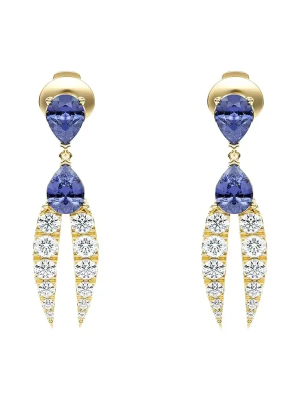 Lotus Diamond and Tanzanite Earrings