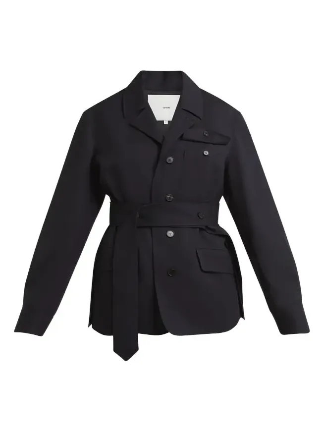 Travel Self-Tie Wool Gabardine Safari Jacket Travel Self-Tie Wool Gabardine Safari Jacket