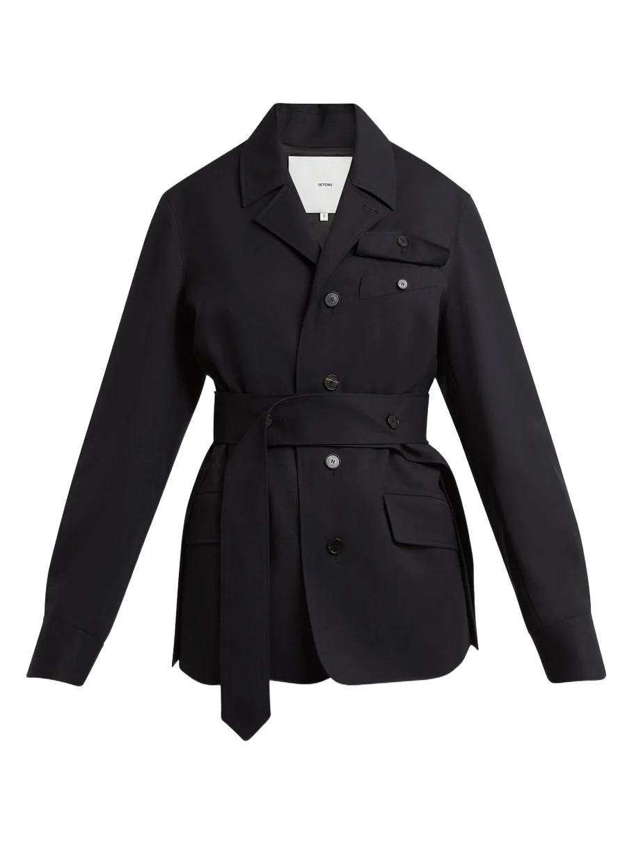 SETCHU Travel Self-Tie Wool Gabardine Safari Jacket