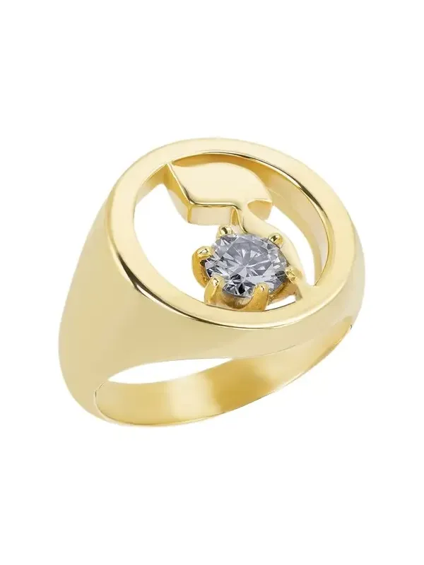 18K Gold Hebrew ZAYN Initial Signet Ring