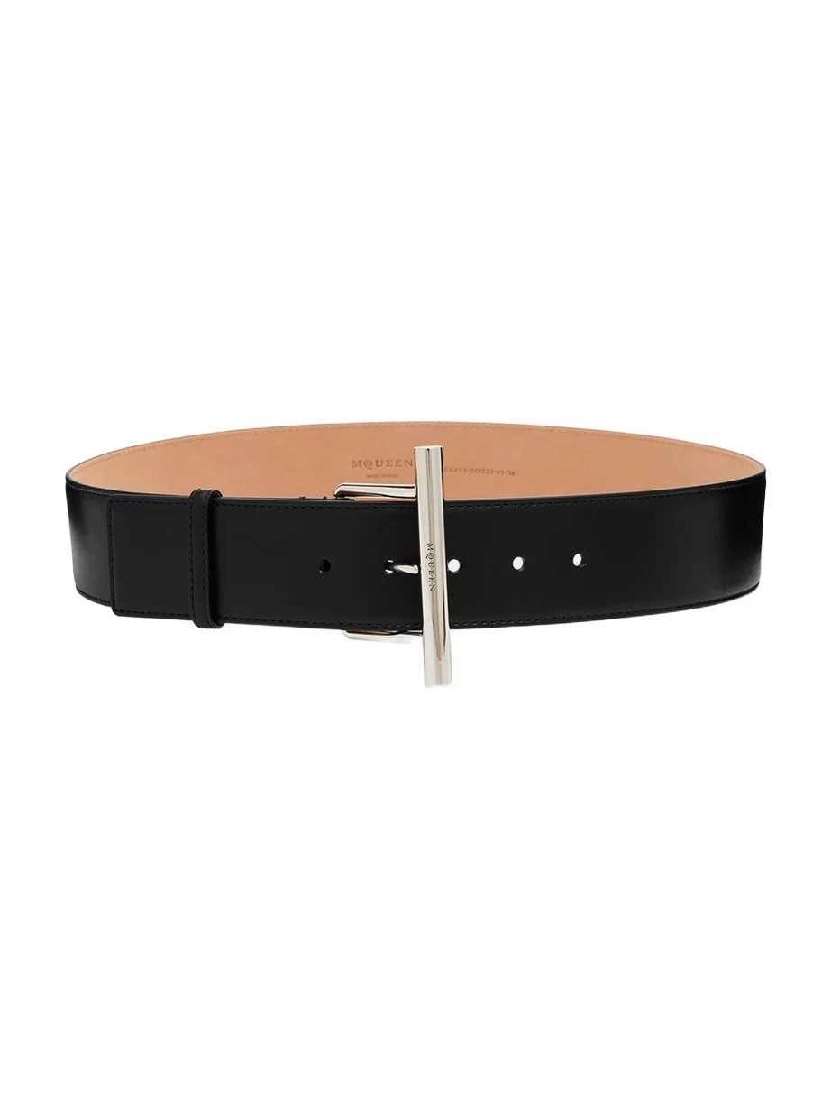 Silvertone Cross-Bar Leather Wide Sling Belt