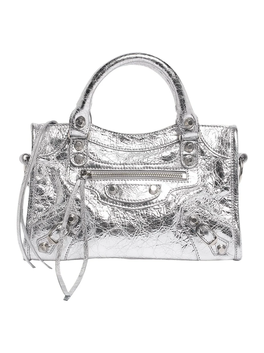 Balenciaga Le City Mini Metallic Leather Top-Handle Bag