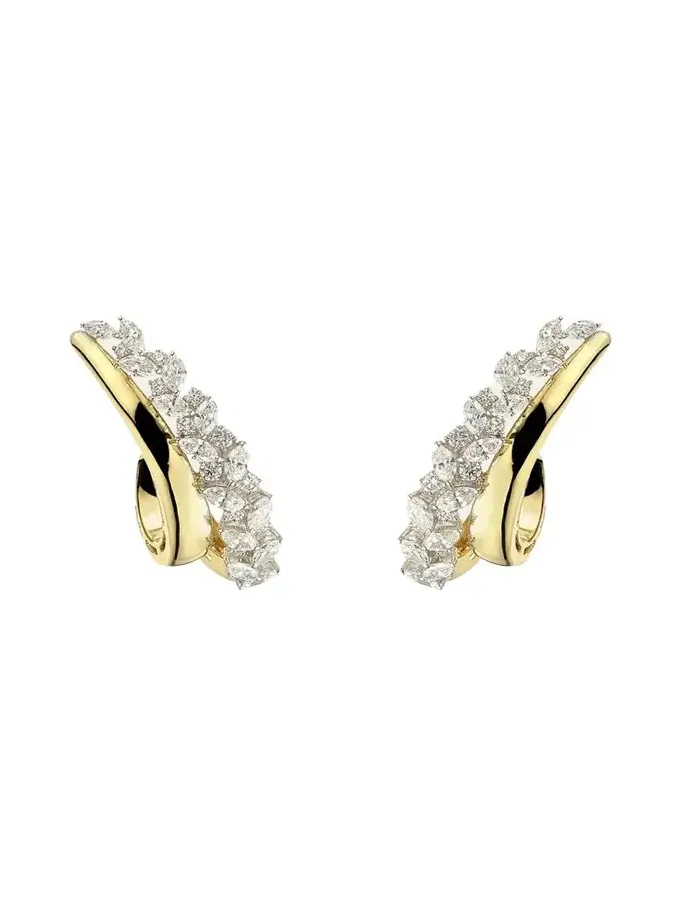 18K Yellow and White Gold Diamond Ear Climber