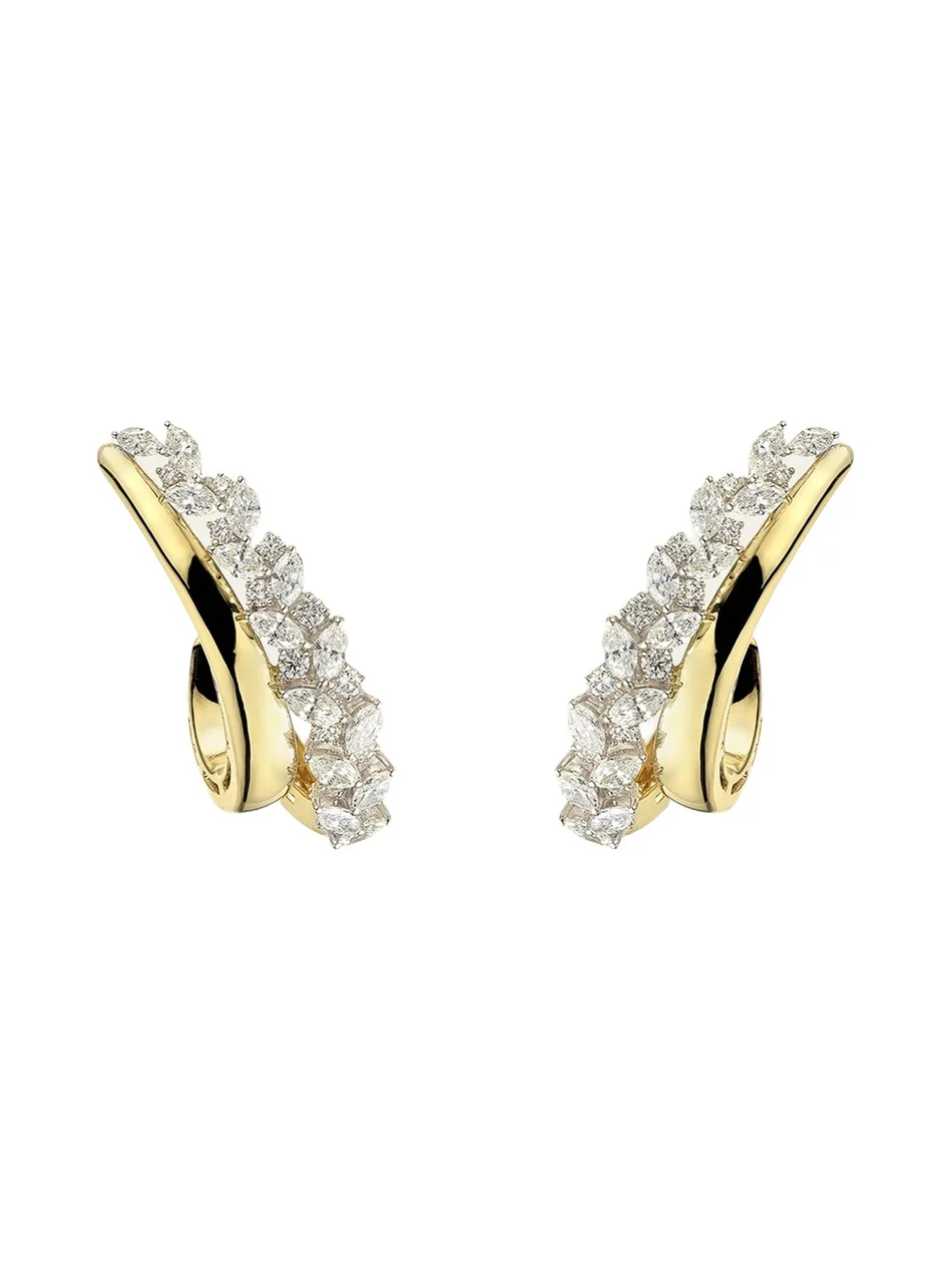 18K Yellow and White Gold Diamond Ear Climber