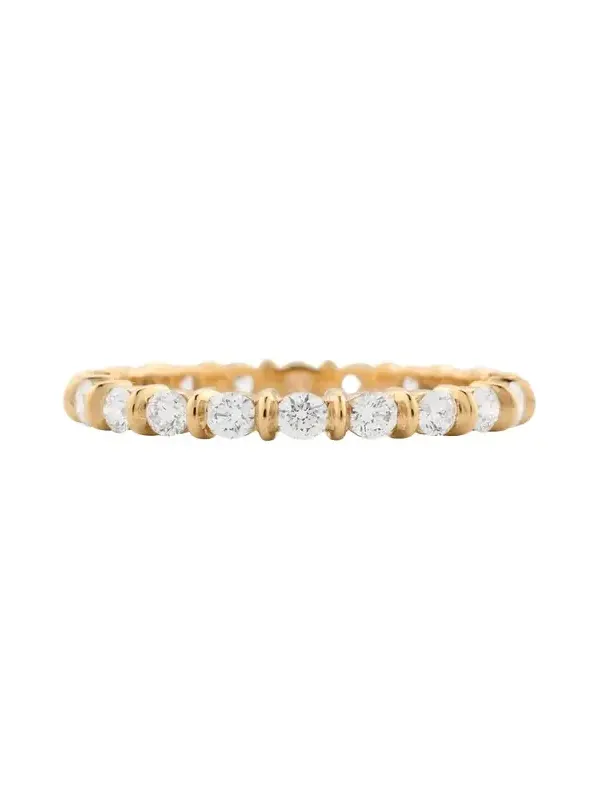 18K Yellow Gold Small Bubble Bar Diamond Eternity Ring