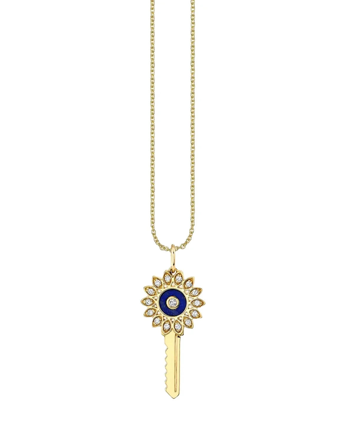 Sydney Evan 14K Yellow Gold Lapis Stone Inlay Key Charm with Diamonds | Thumbnail 1 Sydney Evan 14K Yellow Gold Lapis Stone Inlay Key Charm with Diamonds | Thumbnail 1