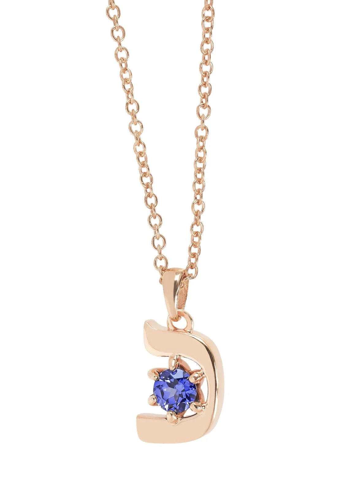 18K Gold Hebrew KHAF Initial Necklace
