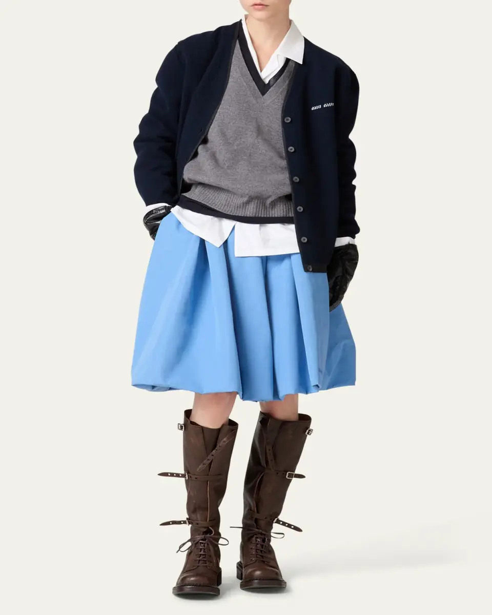 Miu Miu Layered V-Neck Oversized Cashmere Sweater | Thumbnail 2