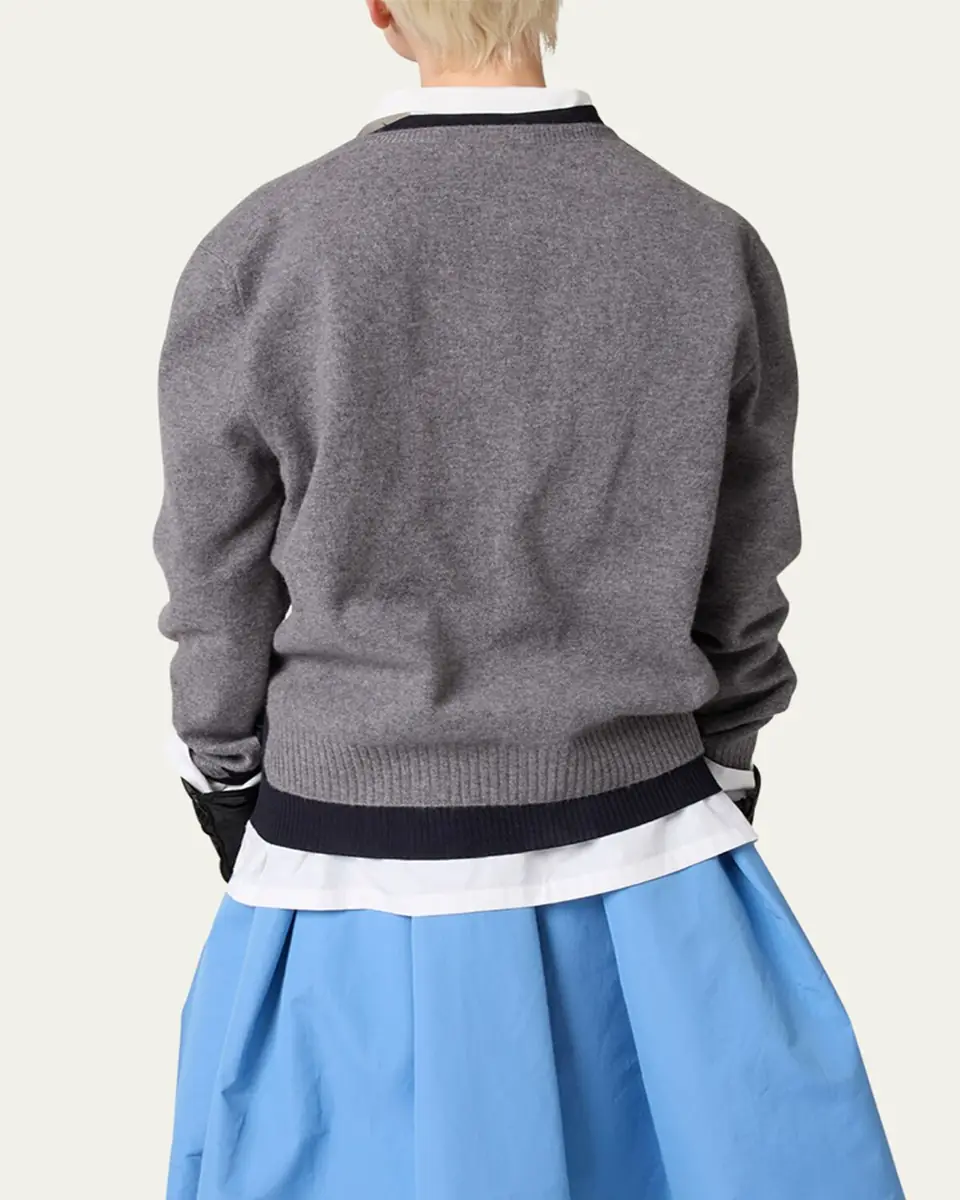 Miu Miu Layered V-Neck Oversized Cashmere Sweater | Thumbnail 3