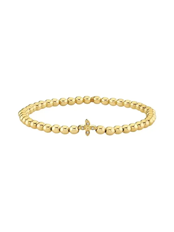 14K Yellow Gold Small Marquis Eye Bead Bracelet