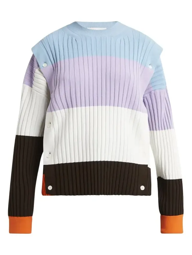 SETCHU Detachable Ribbed Button Sweater