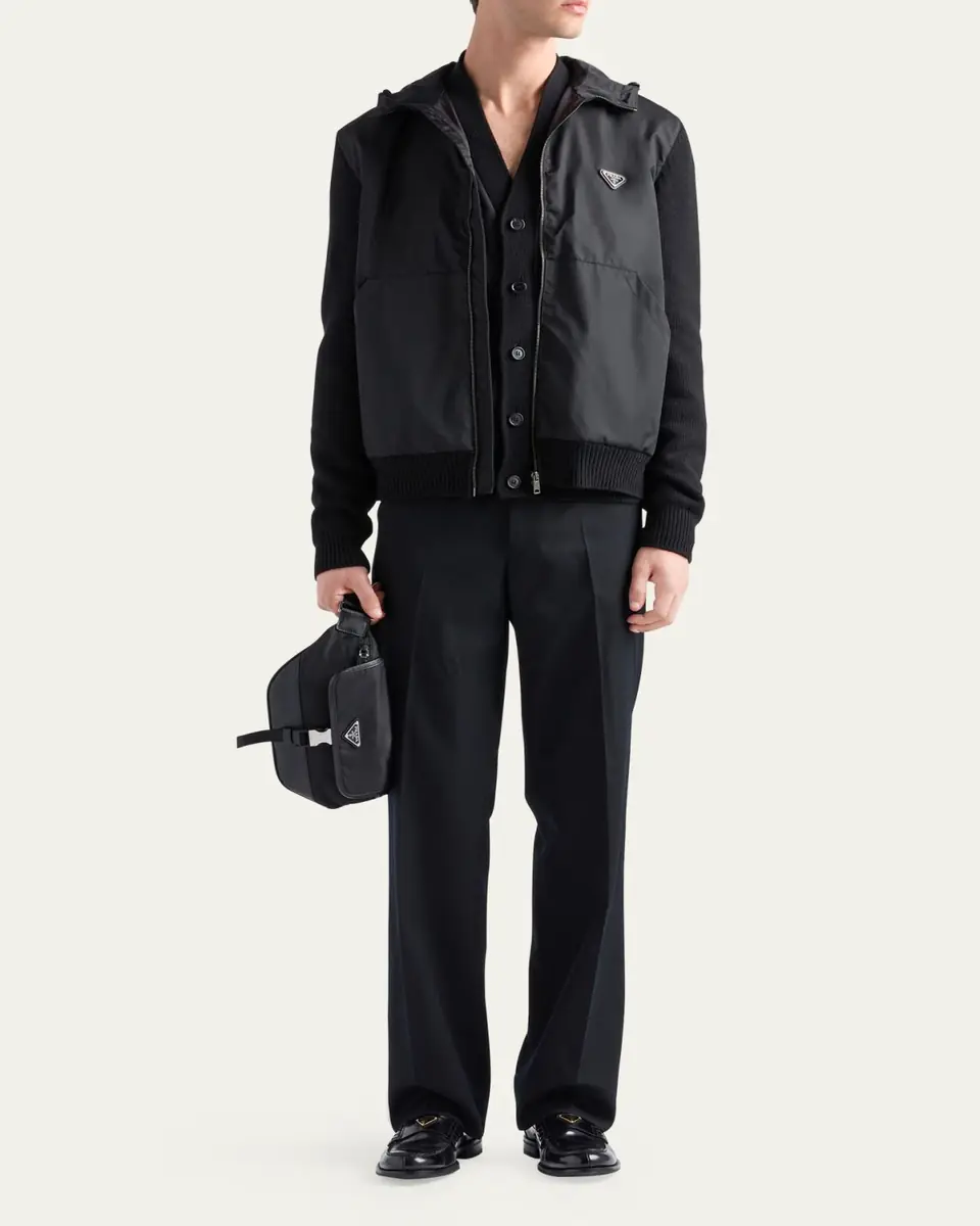 Prada Men's Cashmere-Wool Hooded Sweater | Thumbnail 2 Prada Men's Cashmere-Wool Hooded Sweater | Thumbnail 2