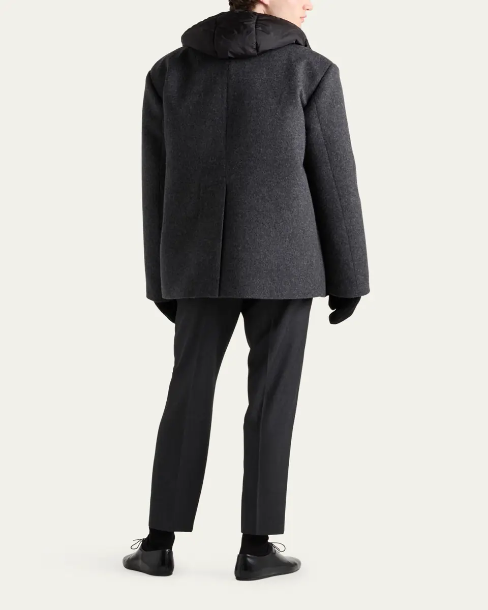 Prada Men's Cashmere-Wool Hooded Sweater | Thumbnail 4 Prada Men's Cashmere-Wool Hooded Sweater | Thumbnail 4
