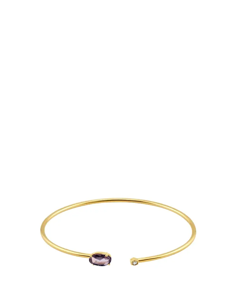 JIA JIA 14K Yellow Gold Diamond and Purple Sapphire Bendable Cuff Bracelet | Image 1 JIA JIA 14K Yellow Gold Diamond and Purple Sapphire Bendable Cuff Bracelet | Image 1