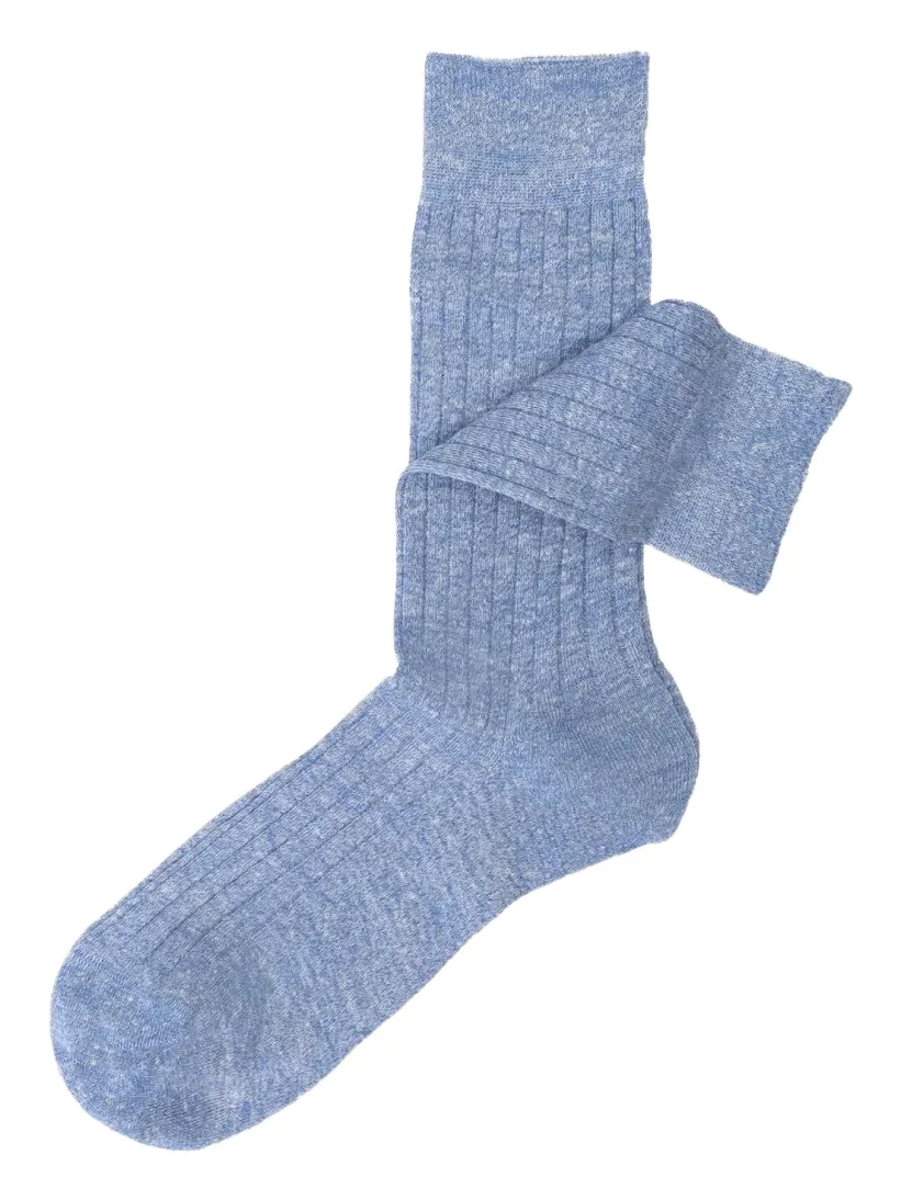 Sozzi Calze Men's Linen and Cotton Rib Crew Socks