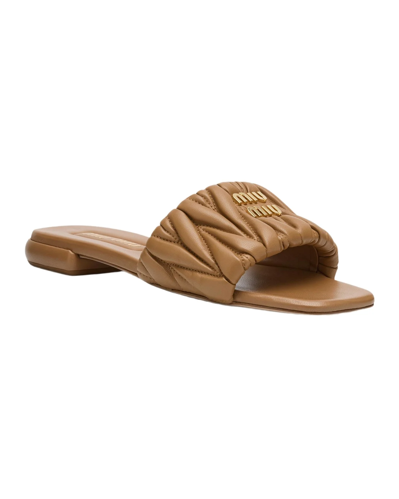 Quilted Leather Flat Slide Style Quilted Leather Flat Slide Style
