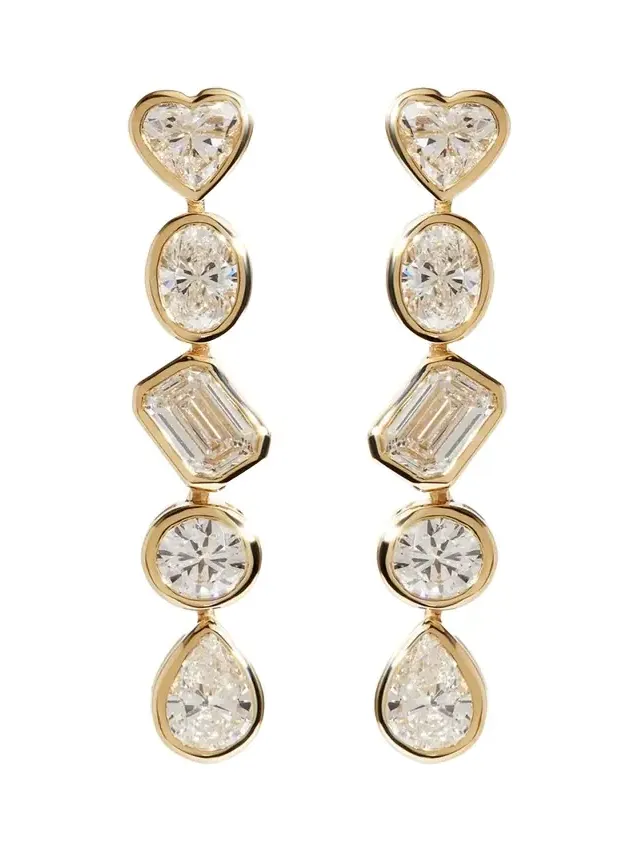 14K Yellow Gold Fancy Shape Lab Grown Diamond Dangle Earrings 14K Yellow Gold Fancy Shape Lab Grown Diamond Dangle Earrings