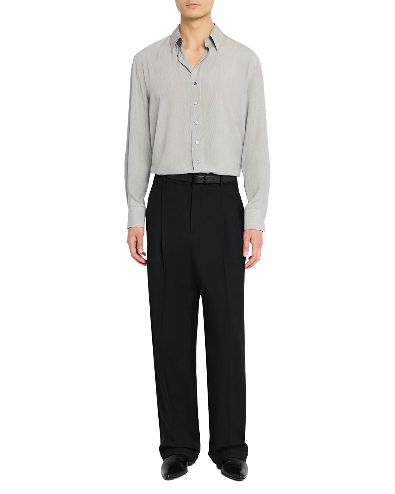 Men's Micro-Striped Silk Sport Shirt