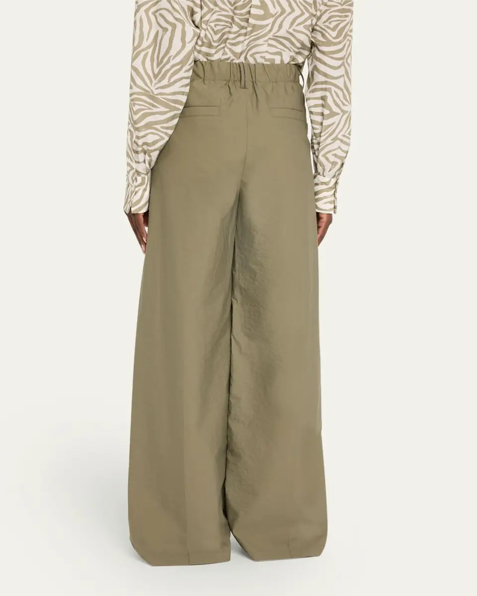 Brunello Cucinelli Techno Cotton Poplin Pleated Wide-Leg Sartorial Pants | Thumbnail 3 Brunello Cucinelli Techno Cotton Poplin Pleated Wide-Leg Sartorial Pants | Thumbnail 3