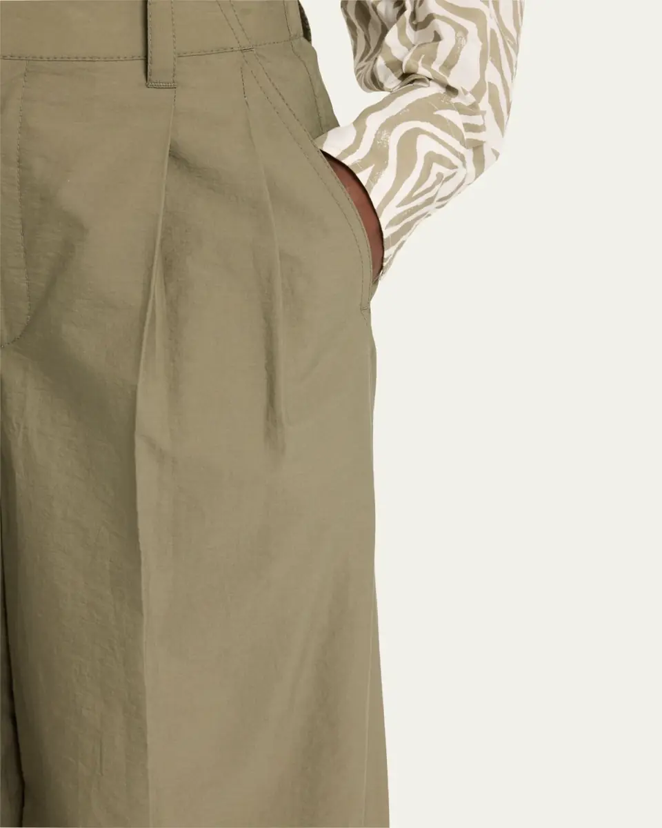 Brunello Cucinelli Techno Cotton Poplin Pleated Wide-Leg Sartorial Pants | Thumbnail 5 Brunello Cucinelli Techno Cotton Poplin Pleated Wide-Leg Sartorial Pants | Thumbnail 5