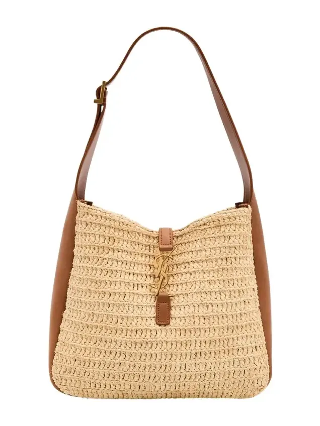 Le 5 A 7 Small Shoulder Bag in Raffia and Leather Le 5 A 7 Small Shoulder Bag in Raffia and Leather
