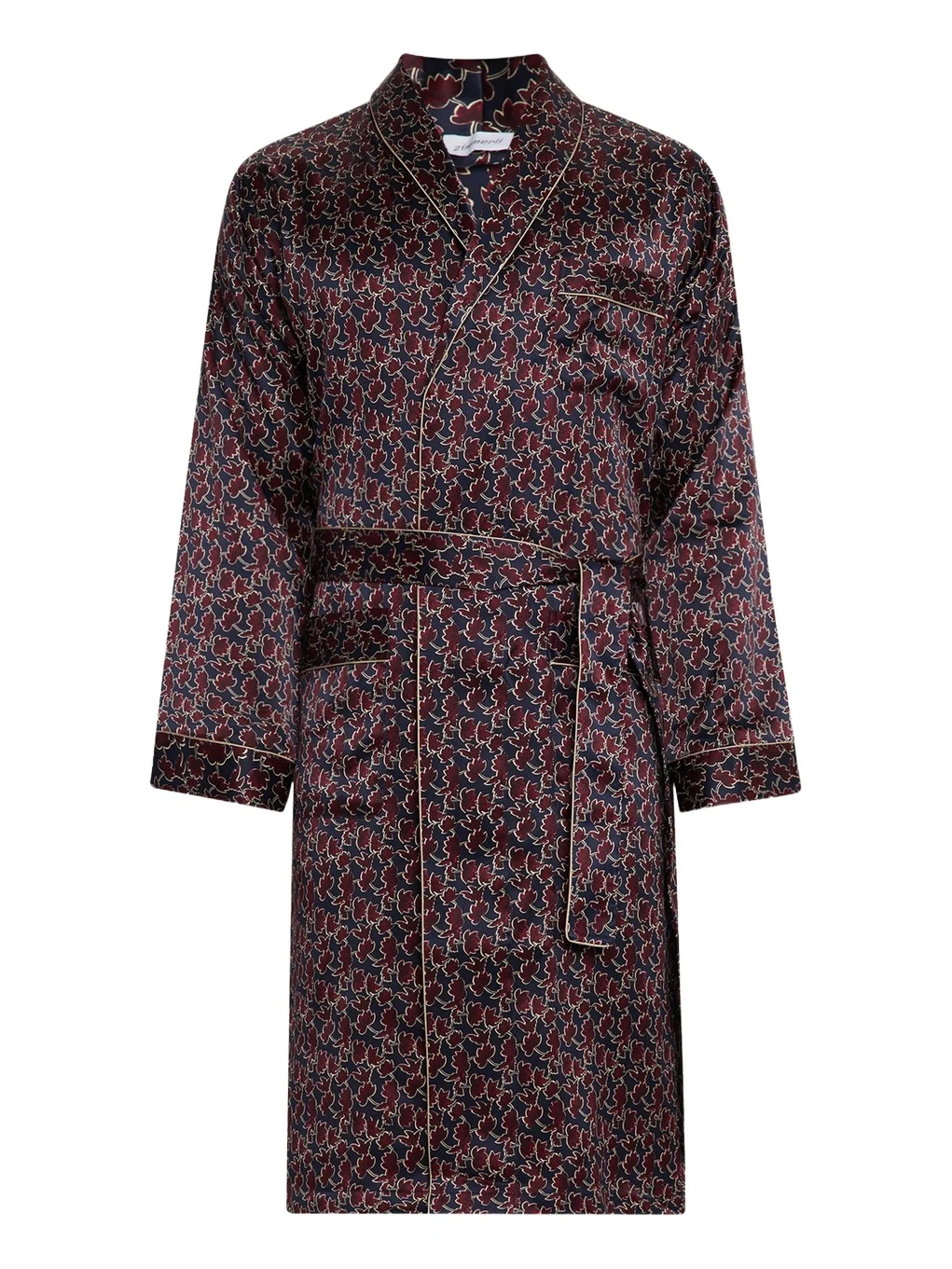 Men's Leaf-Print Silk Robe Men's Leaf-Print Silk Robe