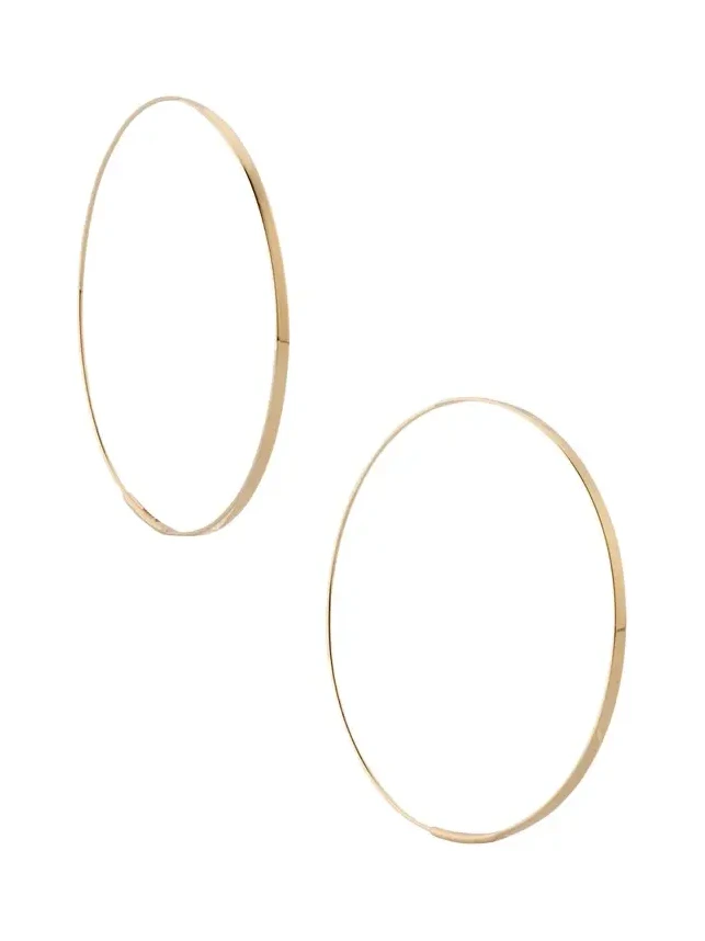 50mm Medium Flat Magic Hoop Earrings in 14K Yellow Gold