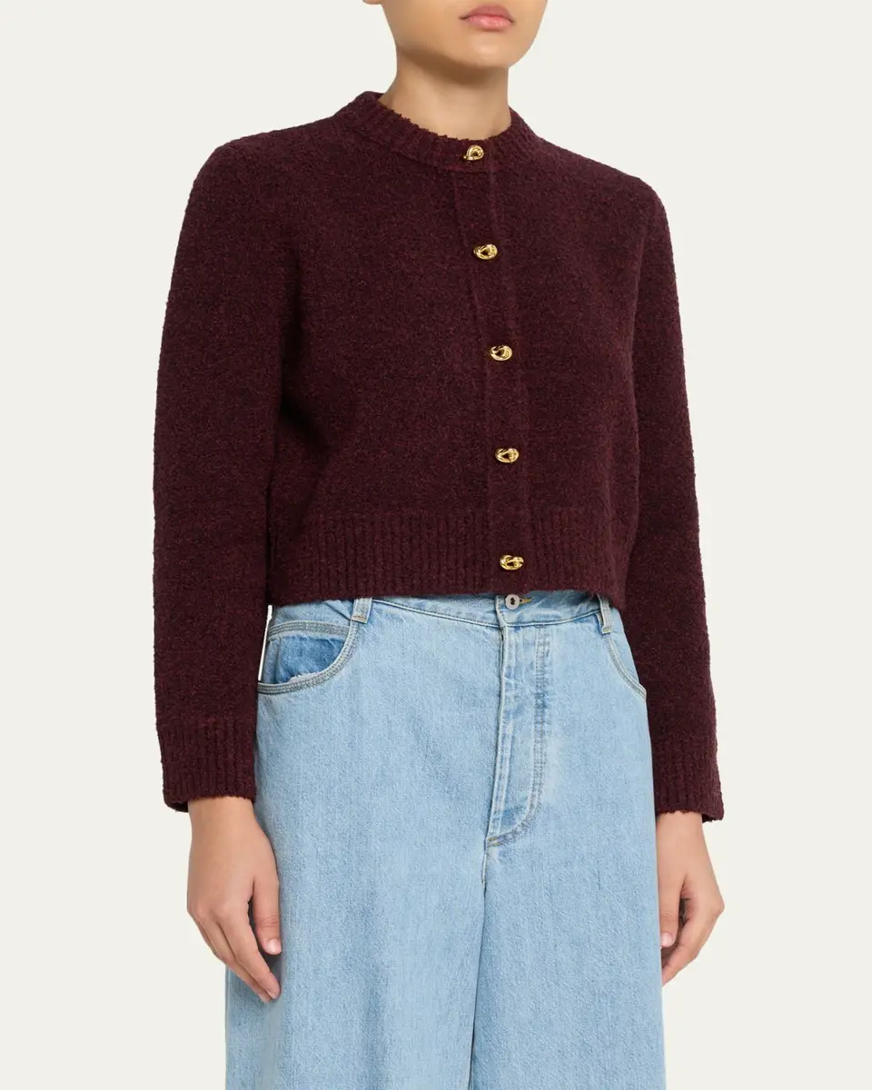 Bottega Veneta Knot-Button Boucle Knit Cardigan | Thumbnail 4