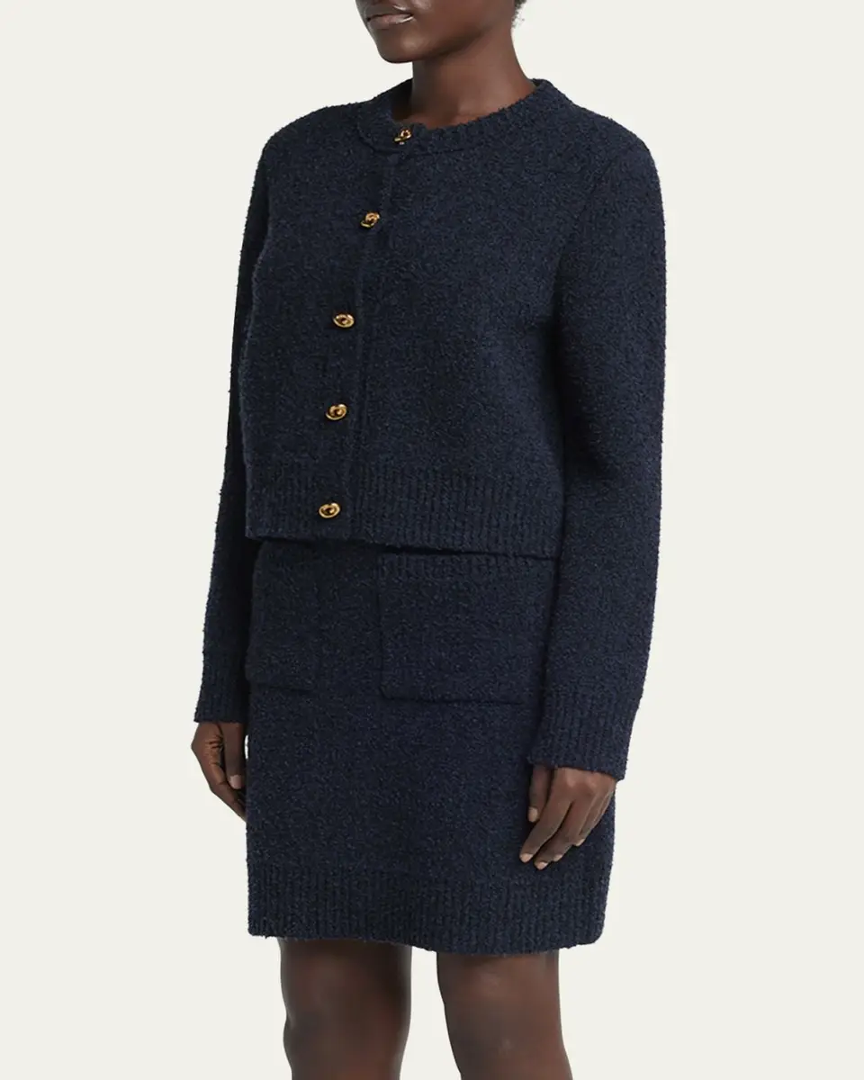 Bottega Veneta Knot-Button Boucle Knit Cardigan | Thumbnail 8