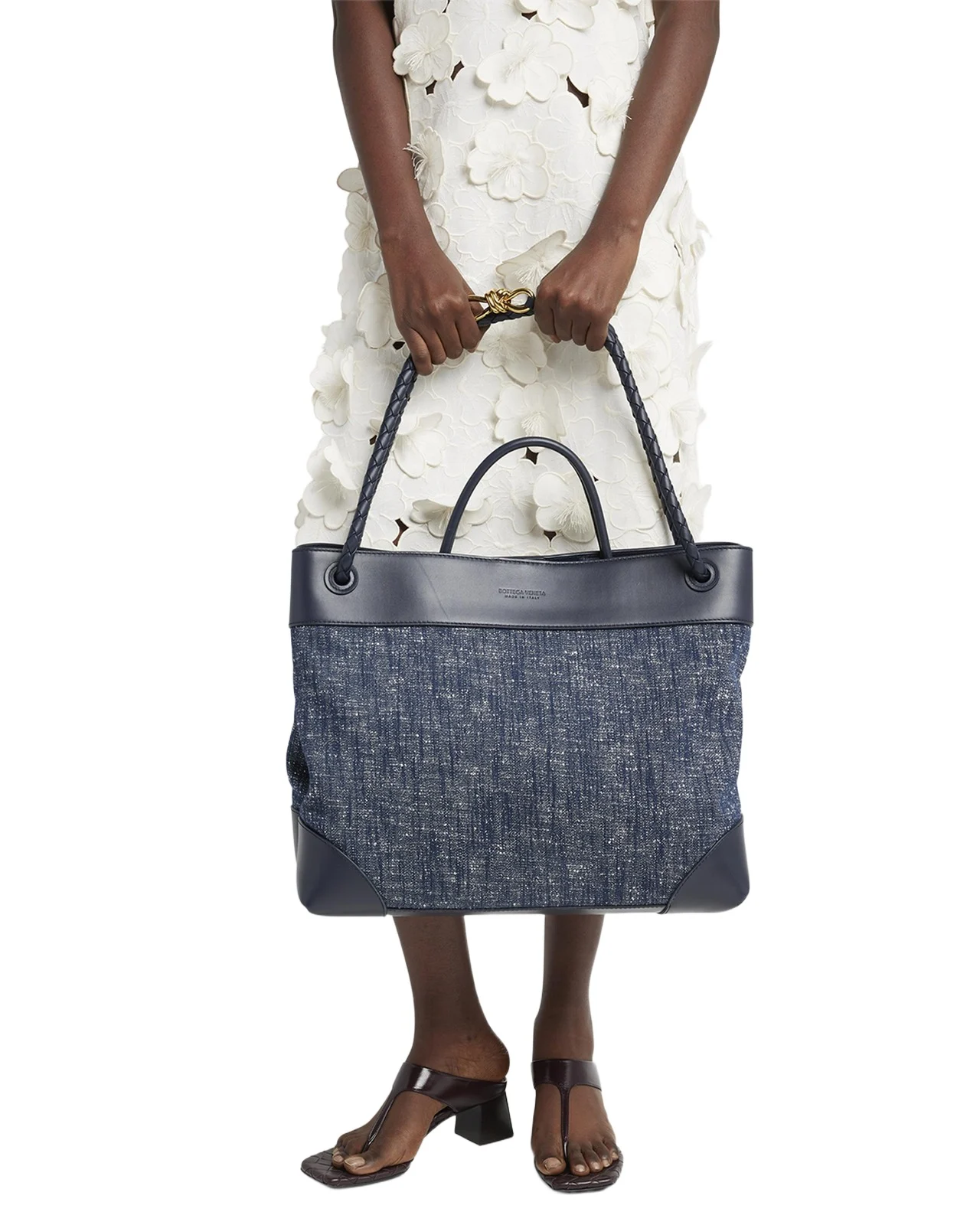 Large Andiamo Denim Boucle Crossbody Bag