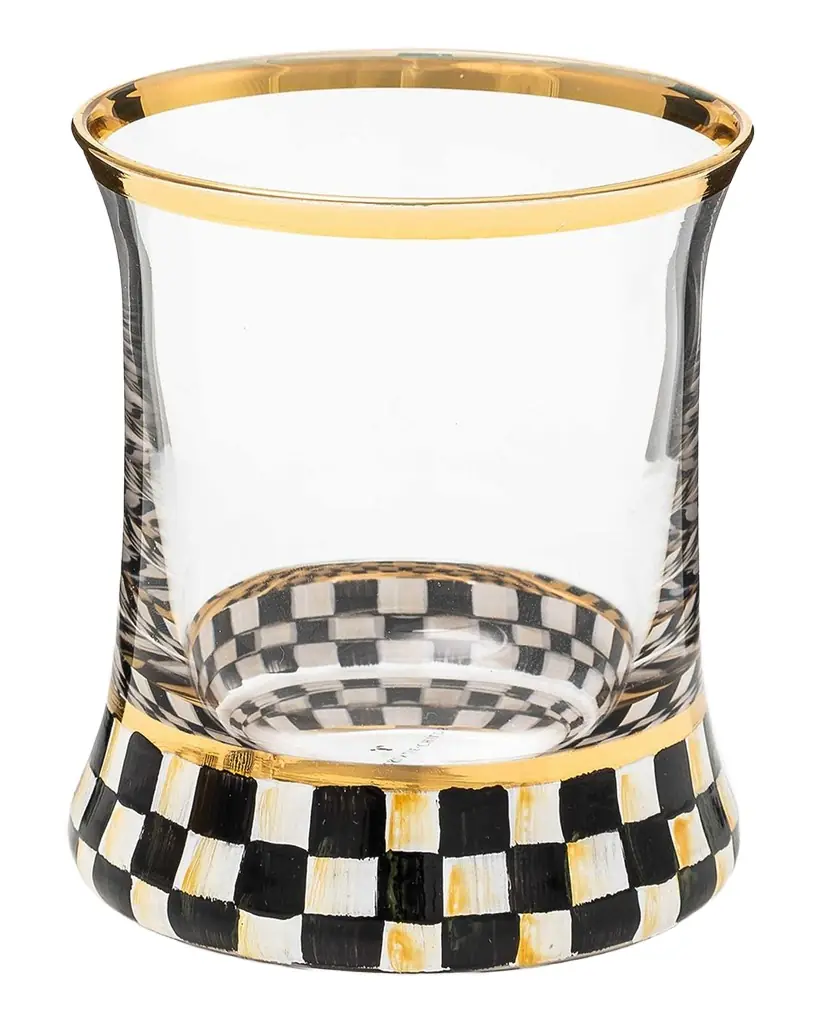 MacKenzie-Childs 8 oz. Courtly Check Glass Tumbler, Set of 2 | Image 1 MacKenzie-Childs 8 oz. Courtly Check Glass Tumbler, Set of 2 | Image 1
