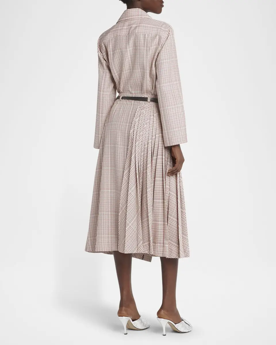Bottega Veneta Check Pleated Midi Wrap Skirt | Thumbnail 2 Bottega Veneta Check Pleated Midi Wrap Skirt | Thumbnail 2