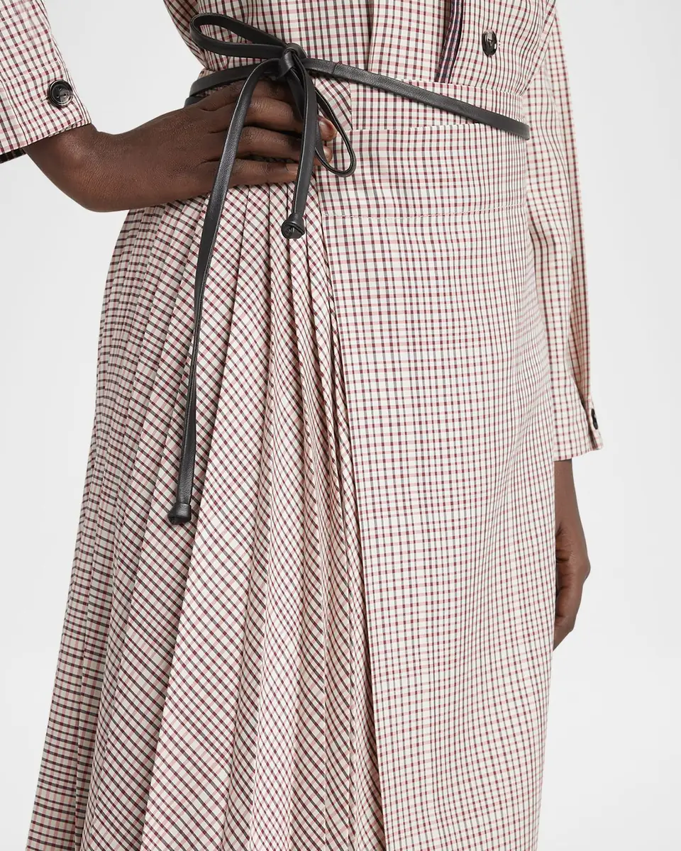Bottega Veneta Check Pleated Midi Wrap Skirt | Thumbnail 4 Bottega Veneta Check Pleated Midi Wrap Skirt | Thumbnail 4