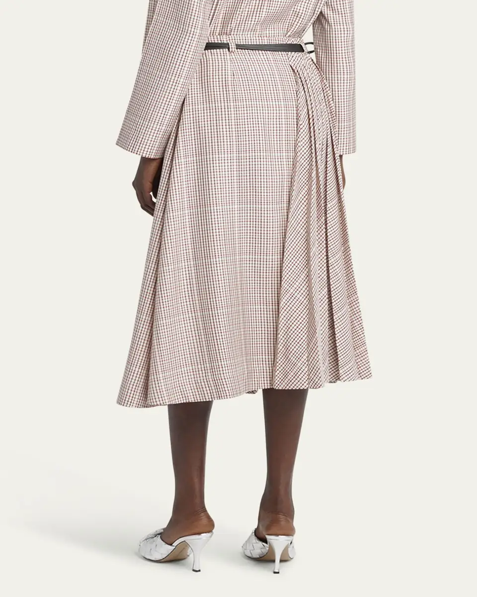 Bottega Veneta Check Pleated Midi Wrap Skirt | Thumbnail 6 Bottega Veneta Check Pleated Midi Wrap Skirt | Thumbnail 6