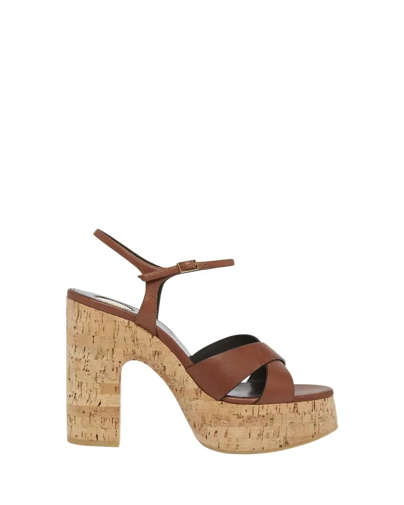 Saint Laurent Bianca Leather Cork Platform Sandals | Image 1 Saint Laurent Bianca Leather Cork Platform Sandals | Image 1