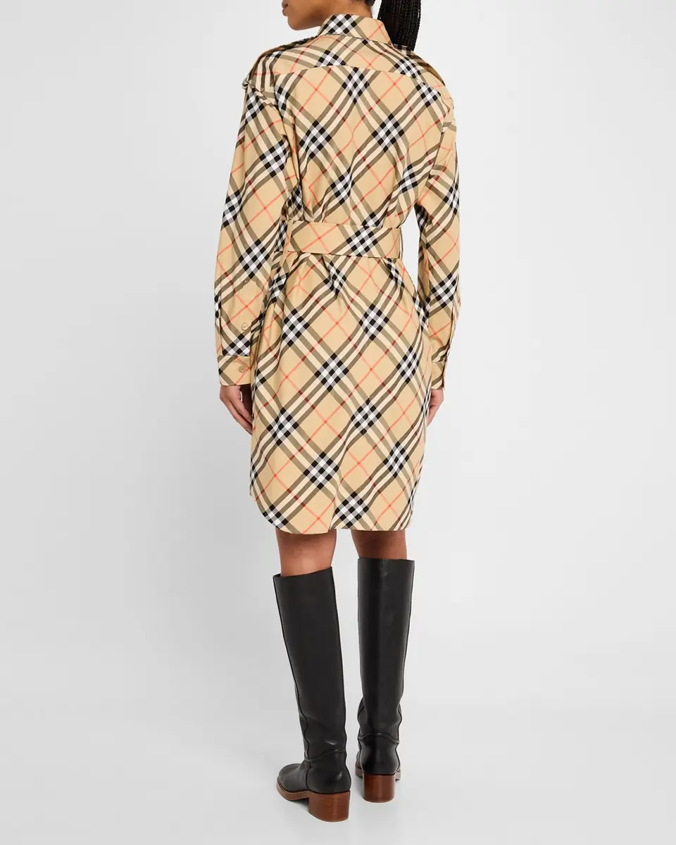 Burberry Check Belted Long-Sleeve Shirtdress | Thumbnail 2 Burberry Check Belted Long-Sleeve Shirtdress | Thumbnail 2