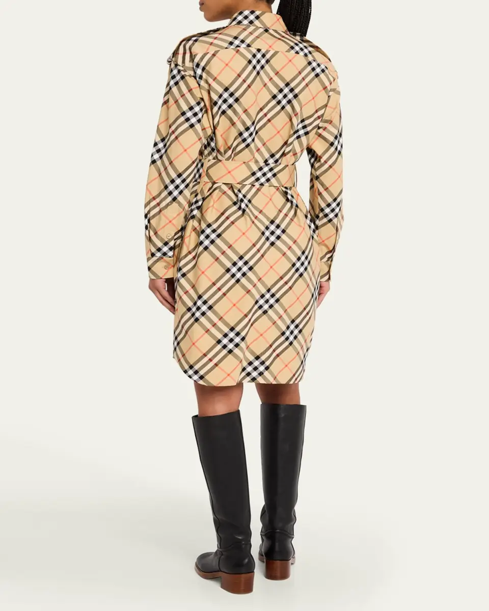 Burberry Check Belted Long-Sleeve Shirtdress | Thumbnail 7 Burberry Check Belted Long-Sleeve Shirtdress | Thumbnail 7